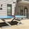 a ping-pong table in front of a building